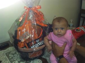 Here she is posing with her Halloween basket I made for her!
