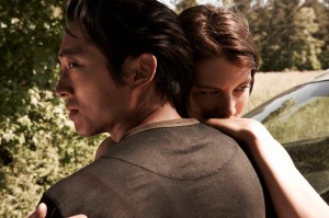 Glenn (Steven Yeun) and Maggie Greene (Lauren Cohan) - The Walking Dead - Season 4 _ Gallery - Photo Credit: Frank Ockenfels 3/AMC