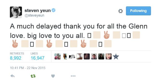 steven yeun thank you twitter