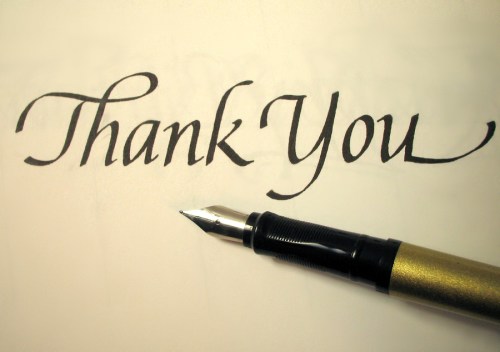 thank you in calligraphy