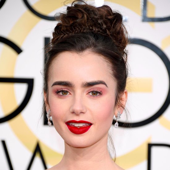 lily-collins-hair-makeup-2017-golden-globes1