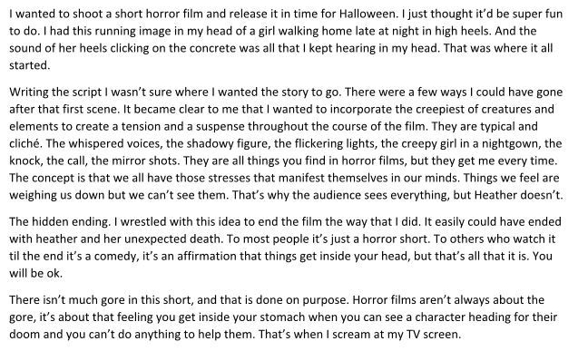 Head over heels commentary 1