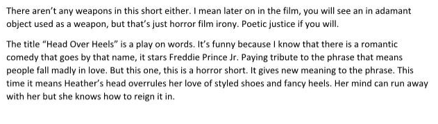 head over heels commentary 2